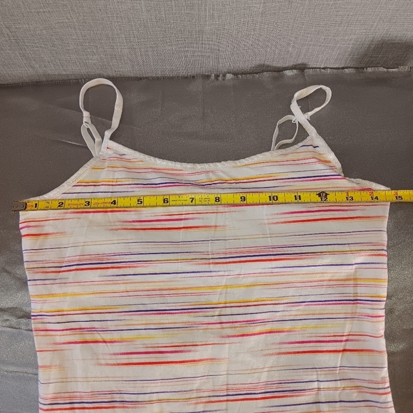 SO Y2K Stiped Tank  Top Medium White Purple Pink Hipster Rainbow + Shelf Bra - Picture 7 of 8